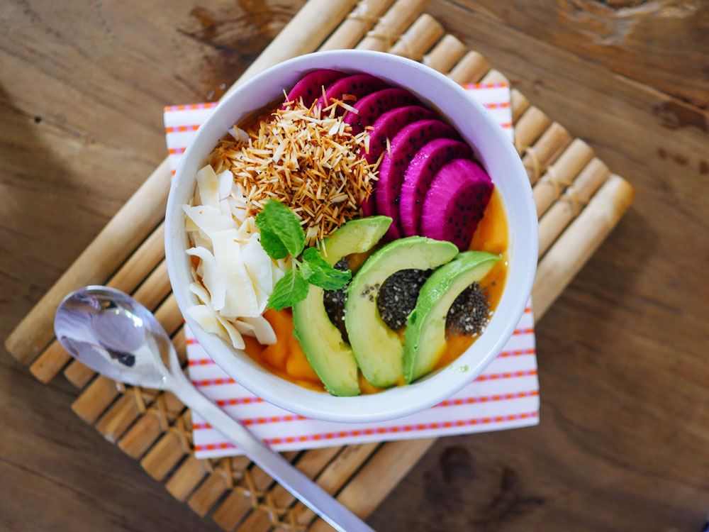 Bowl de aguacate, vista superior